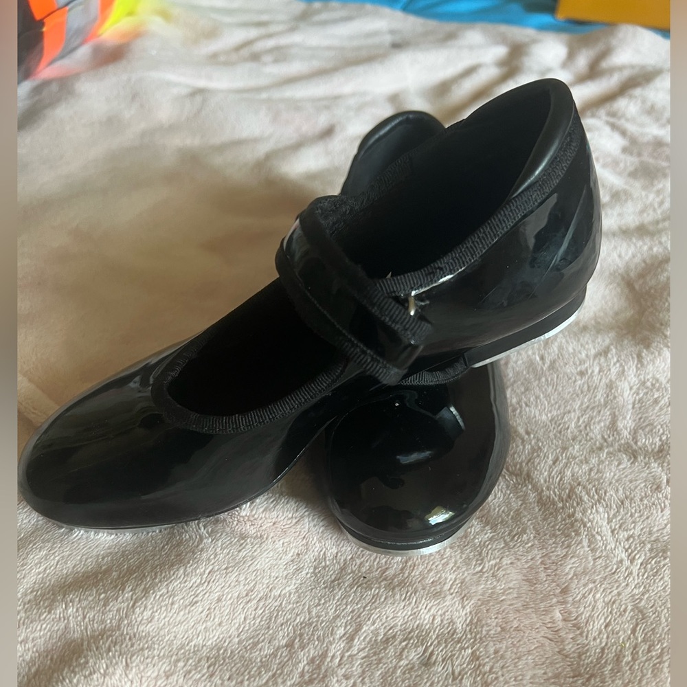 DANSKIN GIRLS TAP DANCE SHOES BLACK - Picture 2 of 9